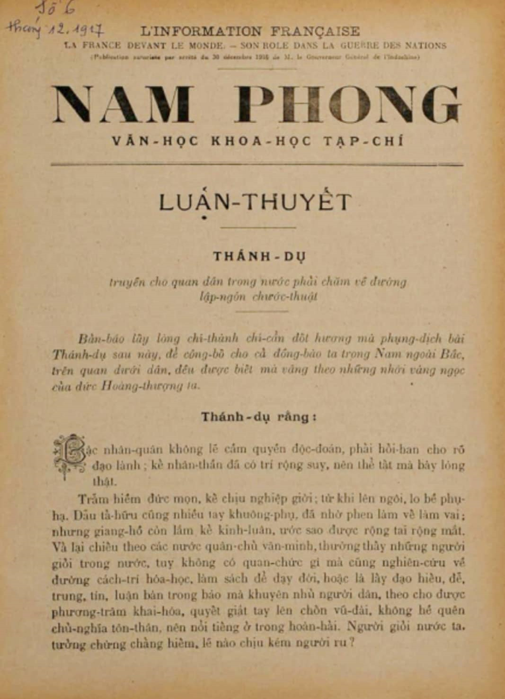 Nam Phong, to bao khong chi khoi day hung thu quoc van hinh anh 1 